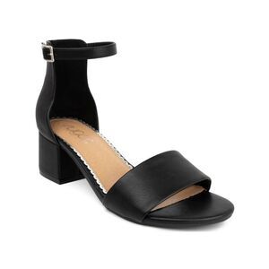 SUGAR Womens Black Smooth Noelle Round Toe Block Heel Buckle Sandals Shoes 8 M